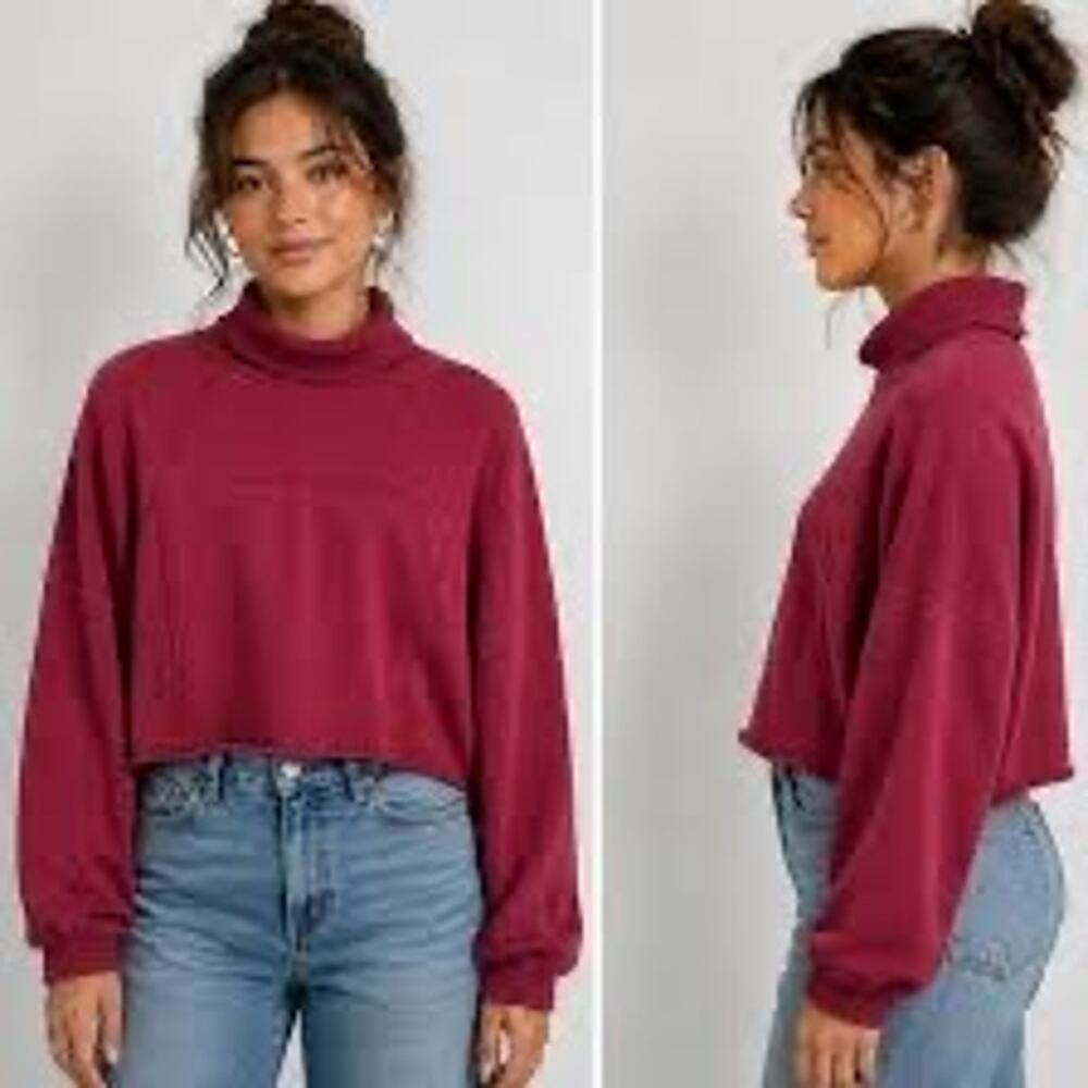 Aerie New Heights Cropped Turtleneck Sweatshirt 60$